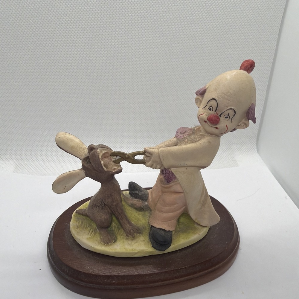 Vintage Davar Originals Clown Dentist Pulling Donkey Tooth Figurine Taiwan Wood